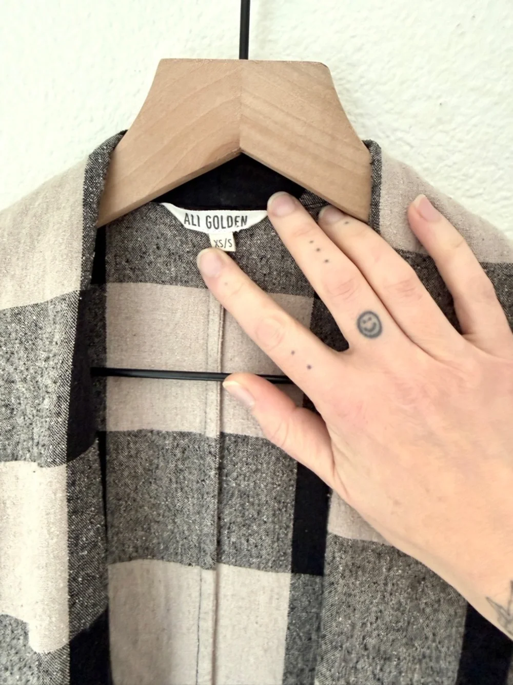 Ali Golden Buffalo Plaid raw silk duster jacket - XS/S